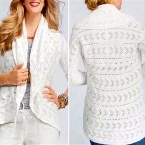 CAbi Cream Ivory Open-Front Cardigan Sweater M